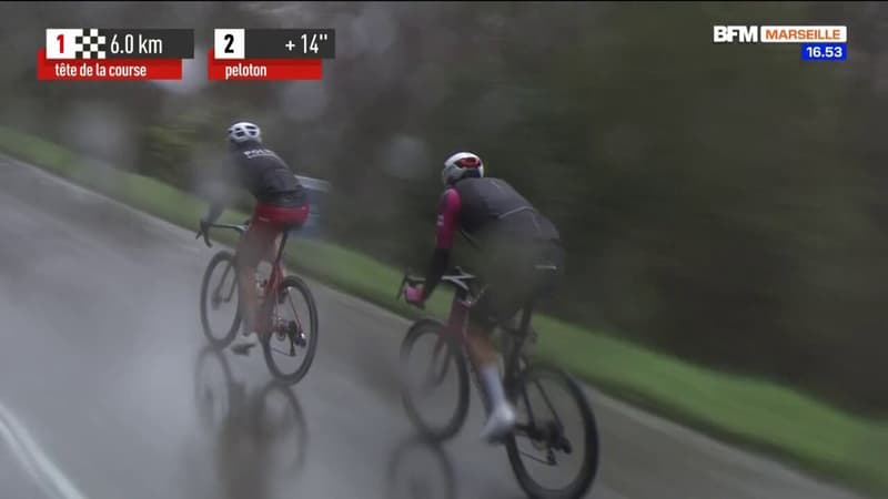 Ca se tend dans le peloton ! L'échappée a encore 15s d'avance à moins de 5km de l'arrivée.