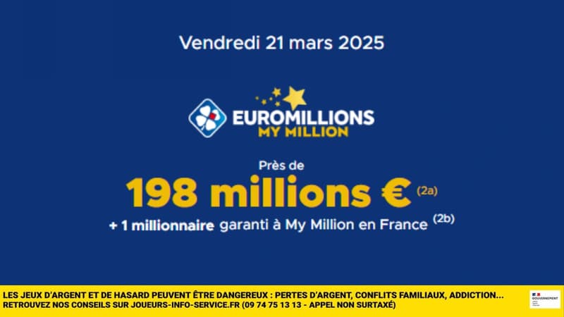 198 millions d'euros à gagner à l'EuroMillions aujourd'hui ! Tentez votre chance