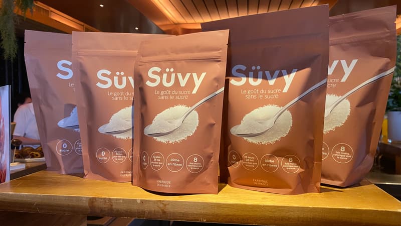 Des sachets de Süvy, un nouveau substitut naturel au sucre, lancé ce jeudi 19 juin 2025.