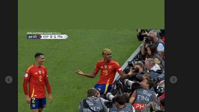 La publication de Lamine Yamal quand l'Espagne menait 5-1 contre la France, le 14 juillet 2026