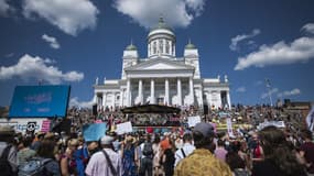 Des manifestants à Helsinki le 15 juillet 2018 en marge du sommet Trump/Poutine