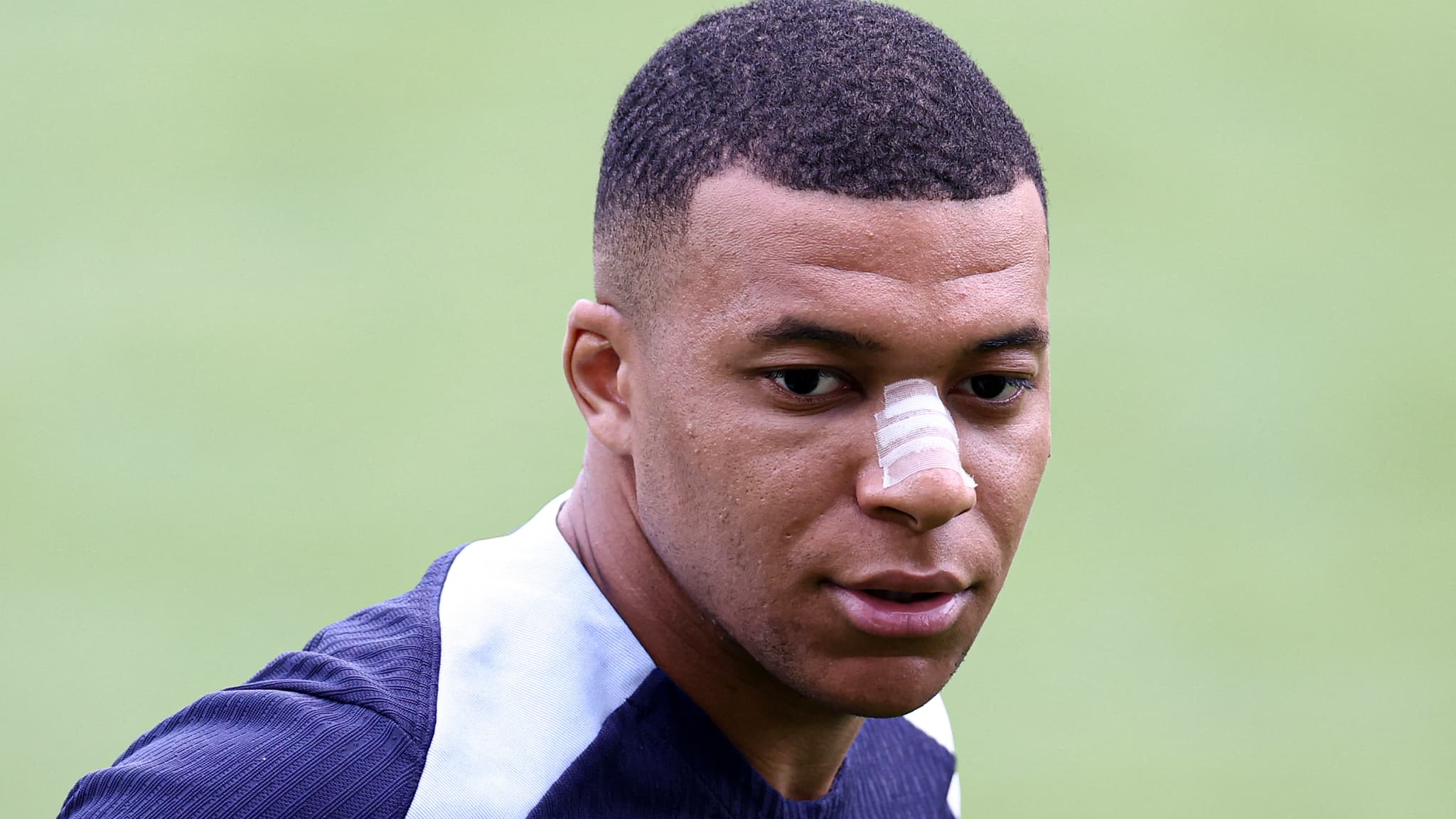 Kylian Mbappé à l'entraînement de l'équipe de France, le 19 juin 2024