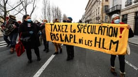 Une précédente manifestation pour le droit au logement en janvier 2021 à Paris.