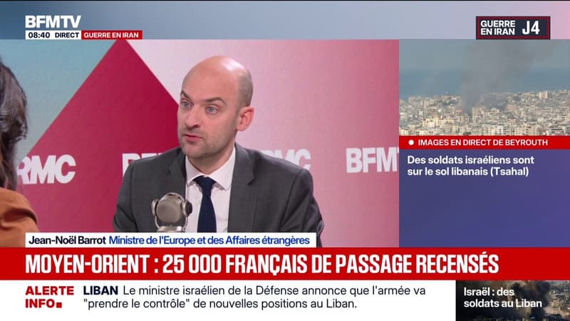 Jean-Noël Barrot évoque la possibilité d'utiliser des "vols commerciaux et de "solliciter des avions de la République française" pour rapatrier les ressortissants français au Moyen-Orient