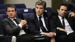 Manuel Valls, Arnaud Montebourg et Benoît Hamon le 27 novembre 2013 à Madrid