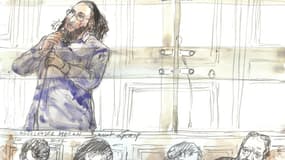 Croquis d'Abdelkader Merah au procès en première instance, le 13 novembre 2017. 