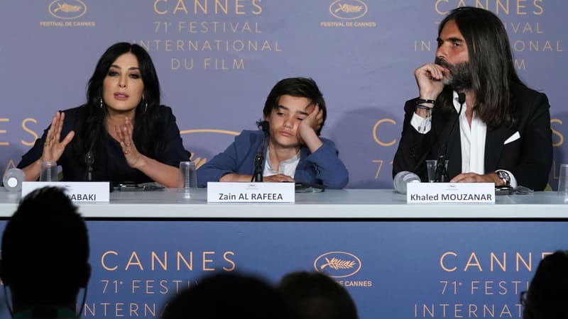 Zain Al Raffea s'est endormi lors de la conférence de presse de "Capharnaum" à Cannes, le 18 mai 2018