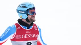 Thibaut Favrot au Slalom Géant Hommes des mondiaux de Saalbach, en Autriche, le 14 février 2025