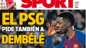 La Une de Sport avec Ousmane Dembélé