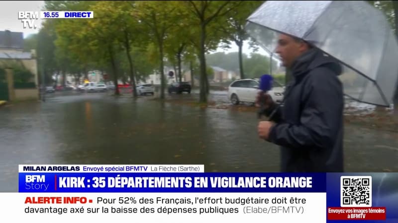 Regarder la vidéo Dépression Kirk: un mois de pluie tombé en 24 heures à La Flèche (Sarthe)