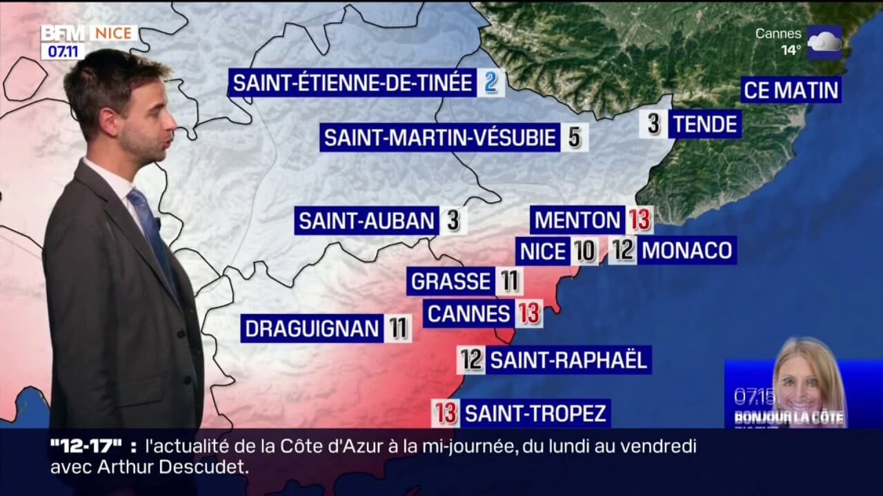Météo Côte d'Azur un ciel ensoleillé ou voilé, jusqu'à 16°C à Menton