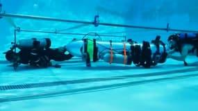 Le mini sous-marin d'Elon Musk en pleine simulation dans une piscine en Californie.