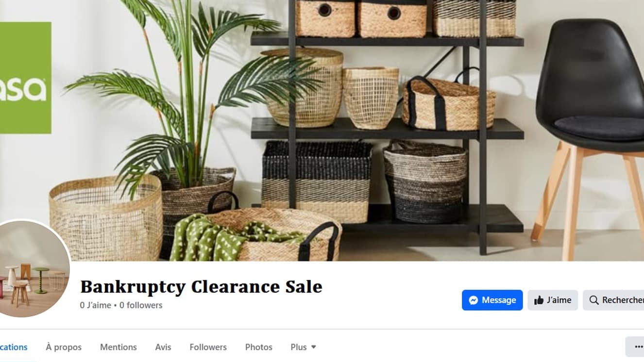 Page Facebook frauduleuse de Casa