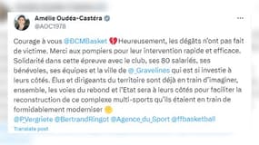 La ministre des Sports Amélie Oudéa-Castéra a réagi à l'incendie