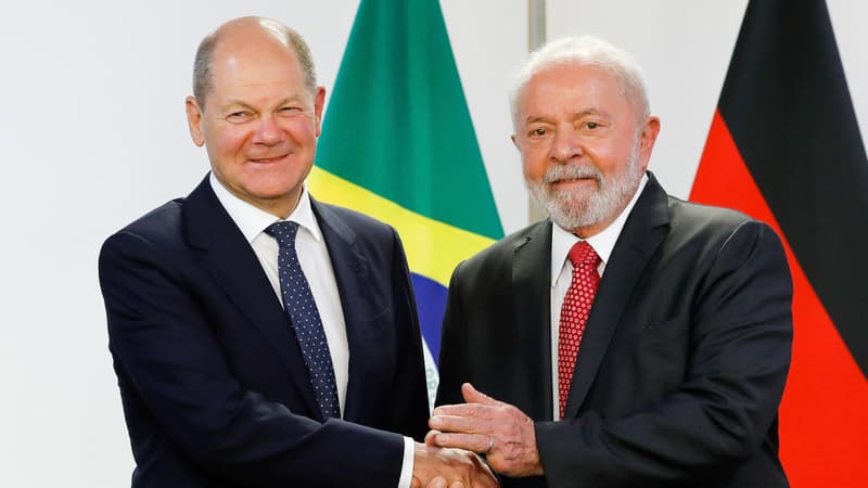 Le chancelier allemand Olaf Scholz et le président brésilien Lula, le 31 janvier 2023.