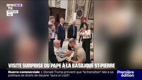 Le pape en visite sur le chantier de rénovation de la basilique Saint-Pierre