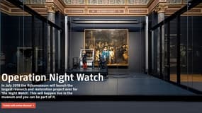 La restauration de "La Ronde de nuit" de Rembrandt, au Rijksmuseum d'Amsterdam.