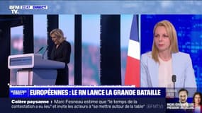Européennes: "La France n'a pas à s'affaiblir pour que l'Europe vive" assure Edwige Diaz, vice-présidente du Rassemblement National