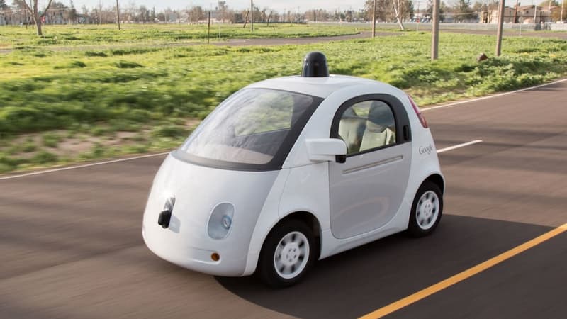 L'un des prototypes de voiture autonome sans volant ni pédale de Google.
