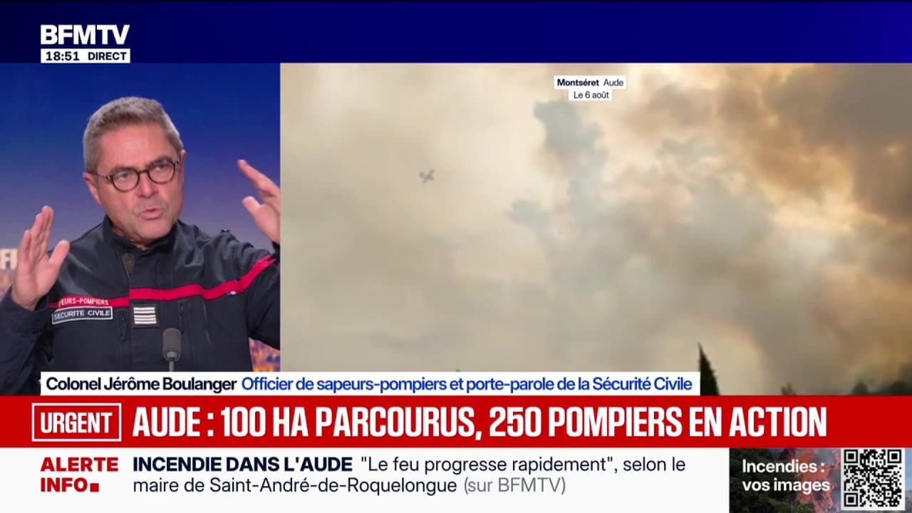 Incendie dans l'Aude: "Nous avons des conditions de sécheresse très intenses", souligne Jérôme Boulanger, porte-parole de la Sécurité civile
