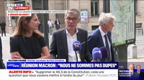 Olivier Faure (PS): "On a l'impression que l'oreille droite d'Emmanuel Macron fonctionne bien alors que son oreille gauche est en panne" 