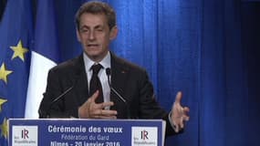 Nicolas Sarkozy à la cérémonie de voeux de la fédération du Gard Les Républicains à Nîmes, mercredi 20 janvier 2016