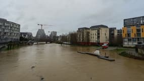 La ville de Rennes touchée par les crus de la tempête Herminia, le 26 janvier 2025
