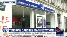 Manifestations: à Paris, une agence AXA détruite par des casseurs