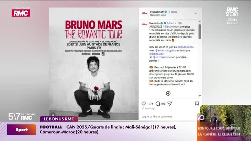 Le bonus RMC : Bruno Mars annonce son retour avec "The romantic" - 09/01