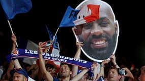 Le portrait géant de Teddy Riner dans les tribunes de l'Arena Champ de Mars