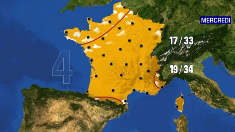 Les températures attendues pour le mercredi 13 juillet 2022 