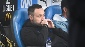 L'entraîneur Roberto De Zerbi sur le banc de l'OM, 19 avril 2025