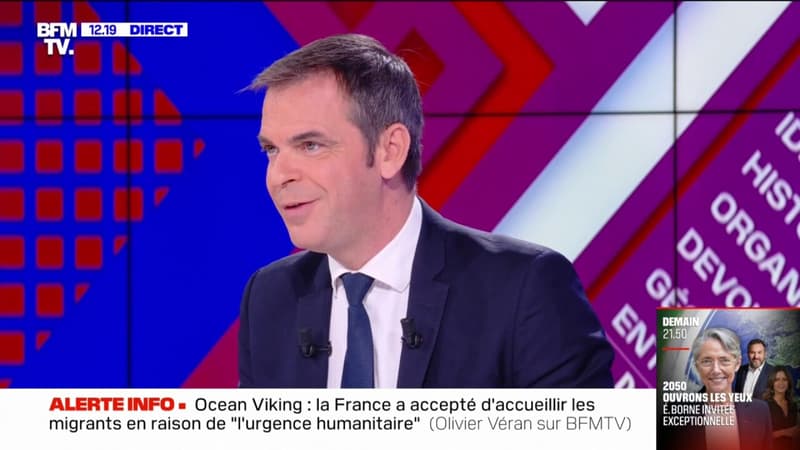 Olivier Véran sur l'Ocean Viking: 