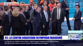JO de Paris: Emmanuel Macron sur le bassin du centre aquatique de Saint-Denis