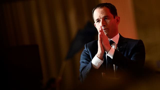 Benoît Hamon le 23 avril 2017 à la Mutualité à Paris.