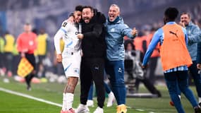 La joie de Roberto De Zerbi après le but de Luis Henrique lors du match OM-Monaco (2-1, L1), le 1er décembre 2024