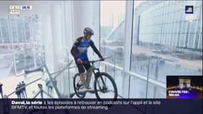 Paris: À VTT, Aurélien Fontenoy a gravi les 33 étages d'une tour à La Défense