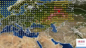 La carte modélisée par l'IRSN sur l'origine possible de la contamination.