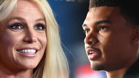 Britney Spears et Victor Wembanyama (montage, illustration)
