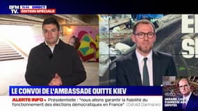 Le convoi de l'ambassade de France quitte Kiev pour se rendre à Lviv, à l'Ouest de l'Ukraine