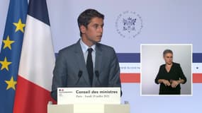 Le porte-parole du gouvernement Gabriel Attal à l'issue du Conseil de ministres le 19 juillet 2021.