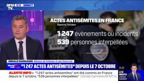 Gérald Darmanin annonce un nouveau chiffre de "1247 incidents antisémites" depuis le 7 octobre 