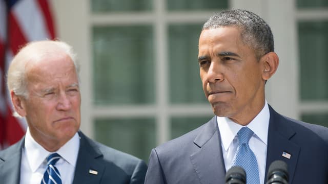 Barack Obama et le vice-président Joe Biden, le 31 août, à Washington.