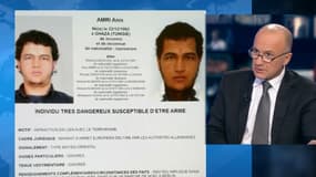 Dominique Rizet et la photo du suspect à l'antenne de BFMTV. 