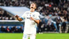 Quentin Merlin pendant un match de l'OM contre Auxerre en Ligue 1, le 8 novembre 2024