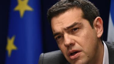 Le Premier ministre grec Alexis Tsipras en conférence de presse lors du sommet européen Bruxelles