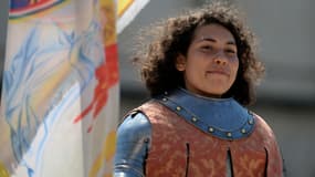 Mathilde Edey Gamassou, cinquantième incarnation de Jeanne d'Arc, lors des fêtes johanniques d'Orléans (Loiret), le 8 mai 2018