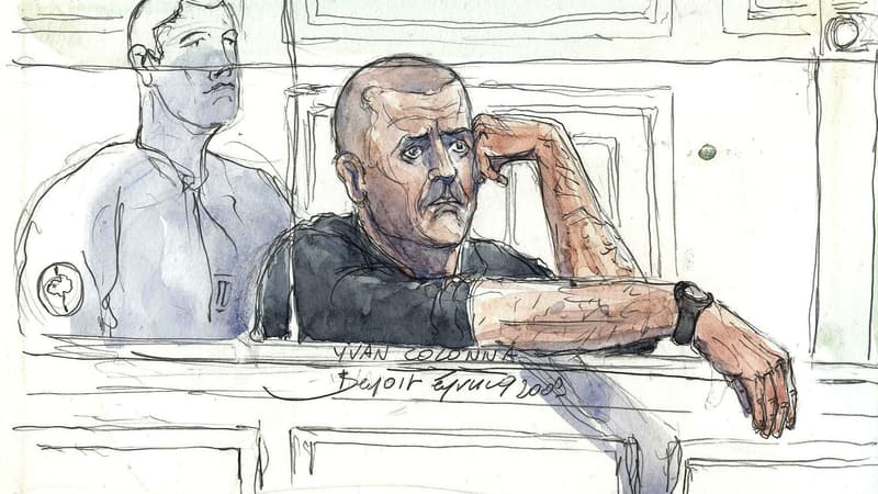 Croquis d'Yvan Colonna, le premier jour de son procès le 9 novembre 2009.
