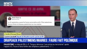 Laurent Jacobelli (RN) affirme que le drapeau palestinien est "synonyme, quand on le voit, de violence, de non-respect de la loi, parfois même d'antisémitisme"
