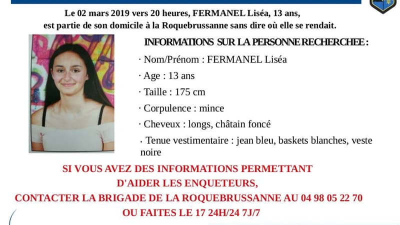 Appel à témoins diffusé par la gendarmerie pour retrouver Liséa Fermanel, 13 ans